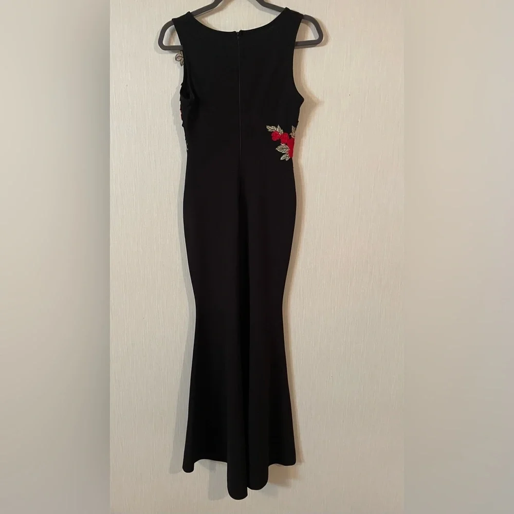 Windsor Black Floral Embroidered Classic Elegant Mermaid Prom Formal Dress Small - Picture 5 of 8